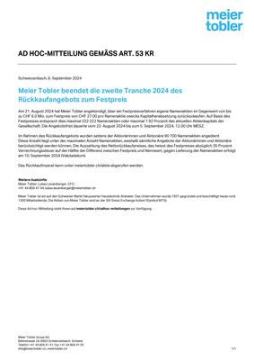 06.09.24 Meier Tobler beendet Rückkaufangebot zum Festpreis (06.09.24 Meier Tobler beendet Rückkaufangebot zum Festpreis.pdf)